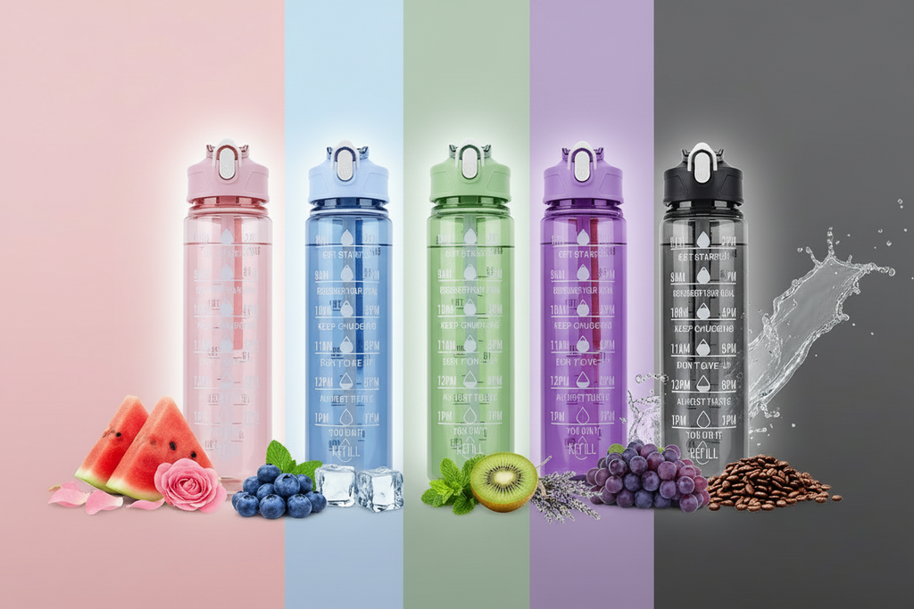 Gourde Sport 800ml avec Paille & Anse – Étanche & Motivante | Fitness, Running, Outdoor