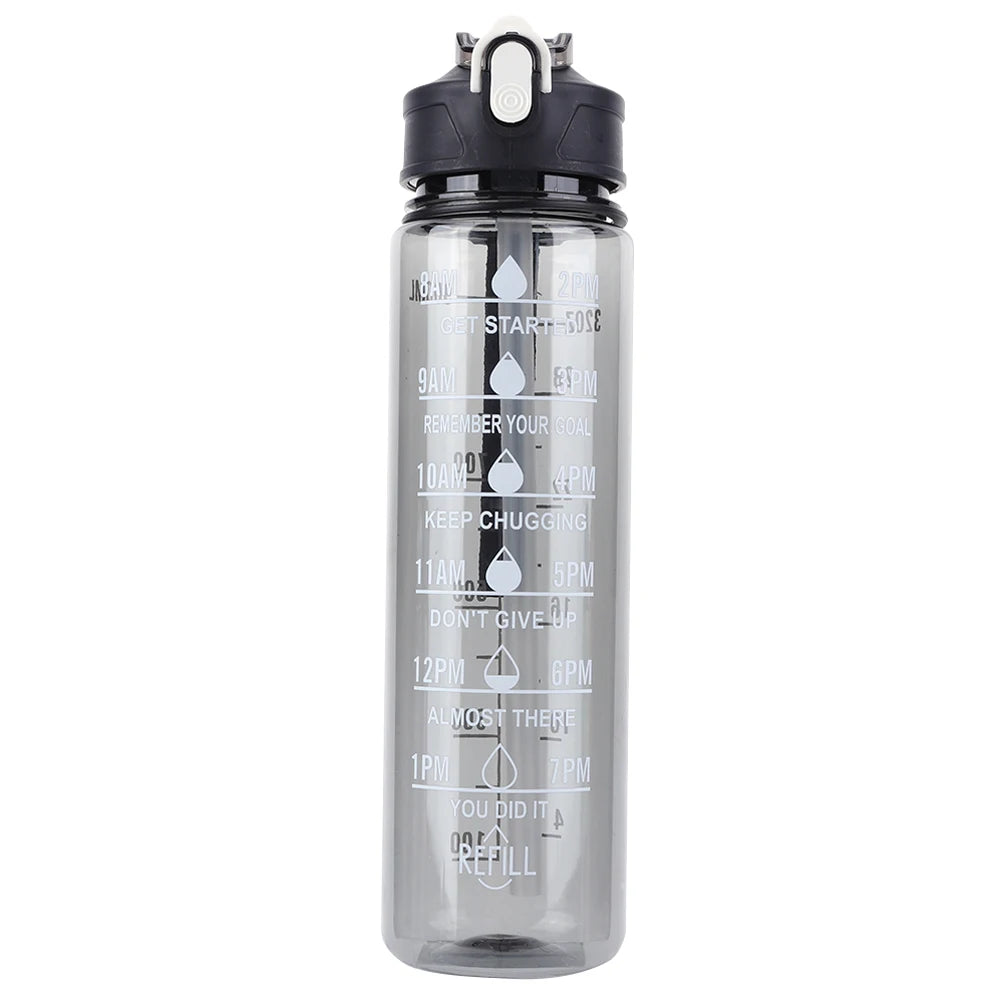 Gourde Sport 800ml avec Paille & Anse – Étanche & Motivante | Fitness, Running, Outdoor