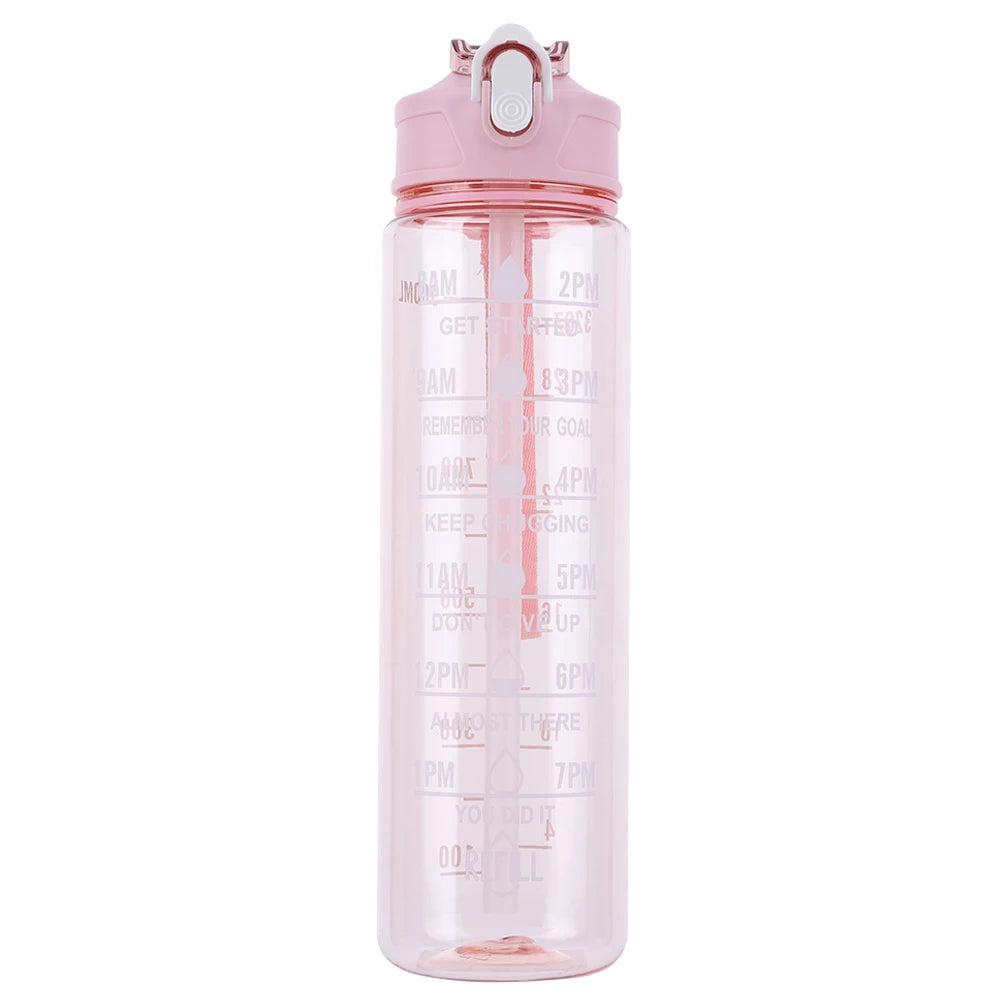 Gourde Sport 800ml avec Paille & Anse – Étanche & Motivante | Fitness, Running, Outdoor