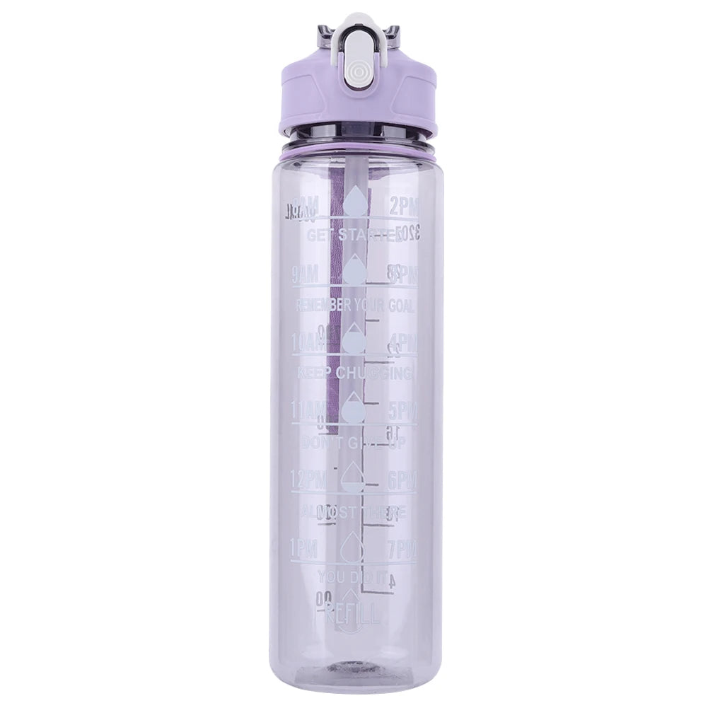 Gourde Sport 800ml avec Paille & Anse – Étanche & Motivante | Fitness, Running, Outdoor
