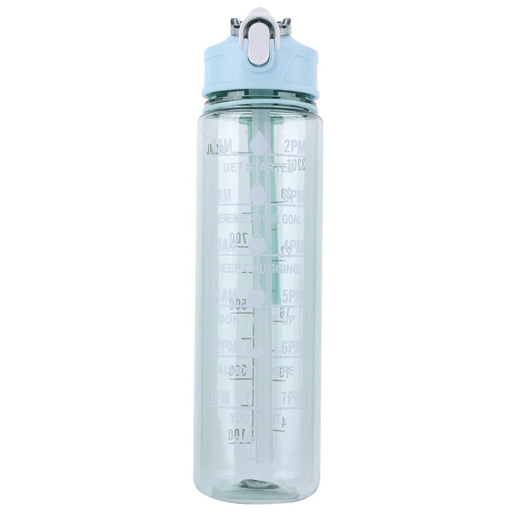 Gourde Sport 800ml avec Paille & Anse – Étanche & Motivante | Fitness, Running, Outdoor