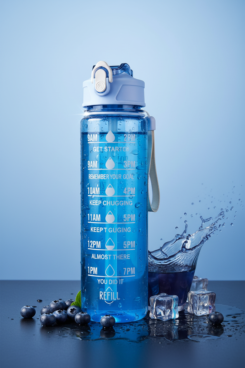 Gourde Sport 800ml avec Paille & Anse – Étanche & Motivante | Fitness, Running, Outdoor