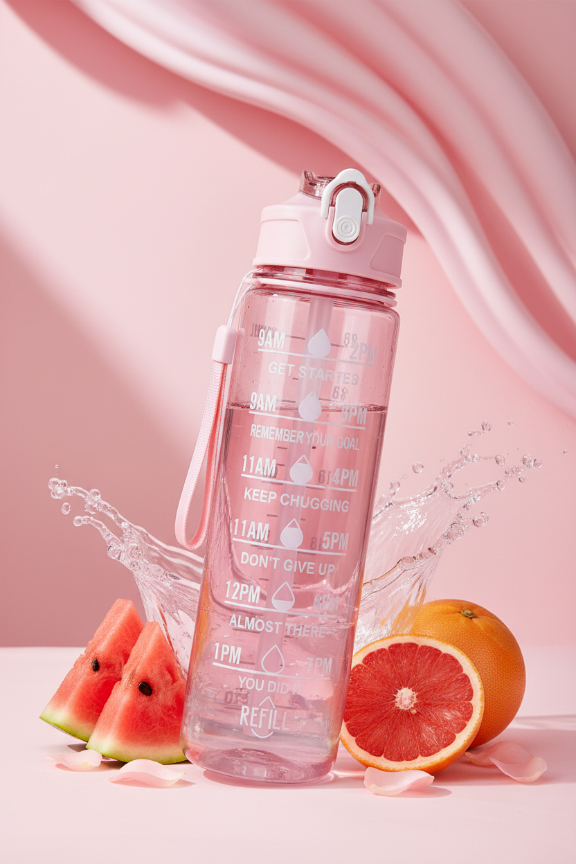 Gourde Sport 800ml avec Paille & Anse – Étanche & Motivante | Fitness, Running, Outdoor