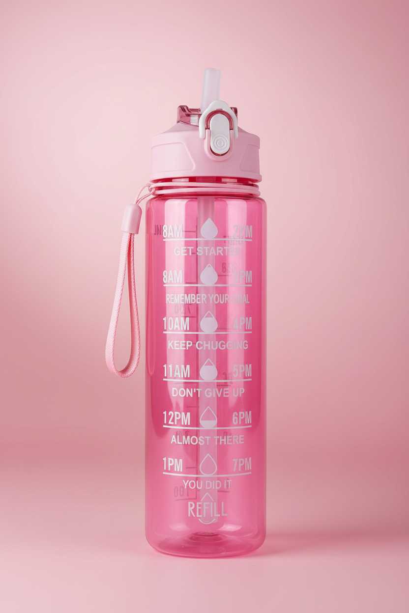 Gourde Sport 800ml avec Paille & Anse – Étanche & Motivante | Fitness, Running, Outdoor