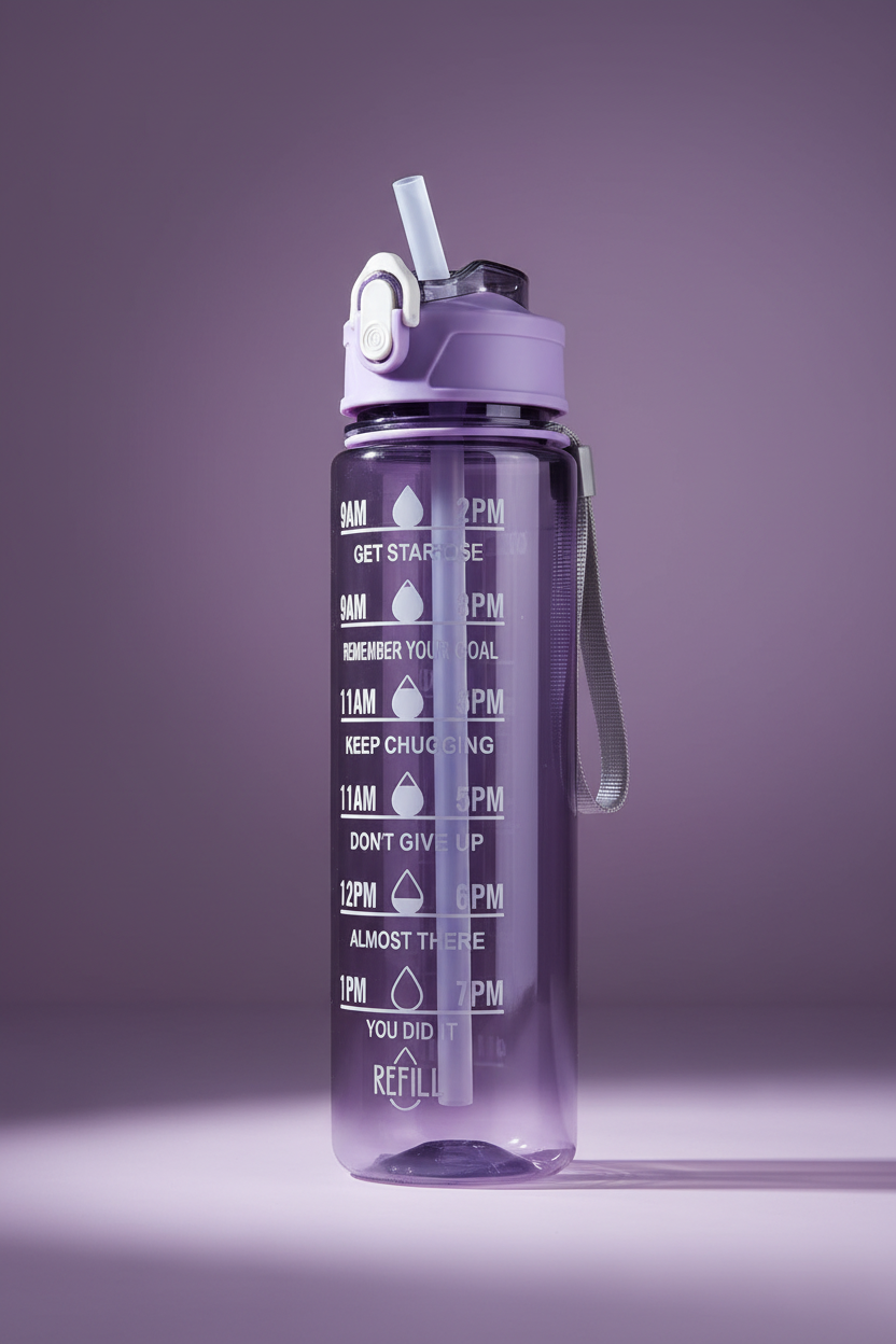 Gourde Sport 800ml avec Paille & Anse – Étanche & Motivante | Fitness, Running, Outdoor